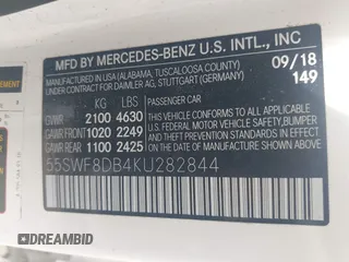 2019 Mercedes-Benz C 300 z VIN 55SWF8DB4KU282844, wystawiony jako IAAI lot #42177114 z przebiegiem 44 605 mil mil oraz . Historia ofert i sprzedaży dostępna na DreamBid. Obrazek 9.