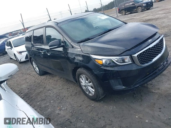 2016 Kia Sedona LX with VIN KNDMB5C19G6087692, listed as a IAAI auction lot 41187134 with 1 mi miles. Bid and sale history available at carsss.com. Image 1.