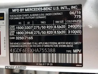 2017 Mercedes-Benz GLS 450 with VIN 4JGDF6EEXHA755388, listed as a Copart auction lot 55715184 with 72,675 mi miles and Salvage Title. Bid and sale history available at DreamBid. Image 16.