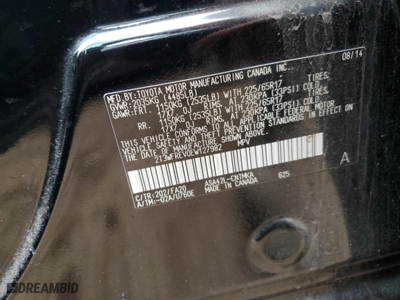 2014 Toyota RAV4 XLE with VIN 2T3WFREV0EW127982, listed as a Copart auction lot 49203355 with 0 mi miles and Salvage Title. Bid and sale history available at carsss.com. Image 12.