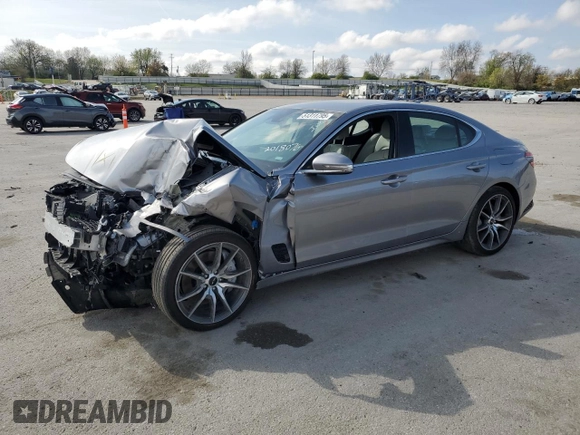 2025 Genesis G70 2.5T with VIN KMTG34SC1SU153729, listed as a Copart auction lot 51311795 with 13,251 mi miles and Salvage Title. Bid and sale history available at carsss.com. Image 1.