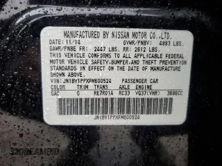 2015 Infiniti Q70 with VIN JN1BY1PPXFM600524, listed as a Copart auction lot 43150975 with 146,839 mi miles and Salvage title. Bid and sale history available at DreamBid. Image 12.
