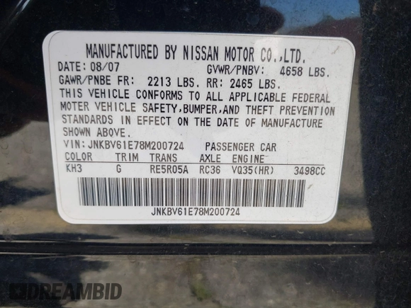 2008 Infiniti G35 Journey z VIN JNKBV61E78M200724, wystawiony jako IAAI lot #42223099 z przebiegiem 197 935 mil mil oraz . Historia ofert i sprzedaży dostępna na DreamBid. Obrazek 9.