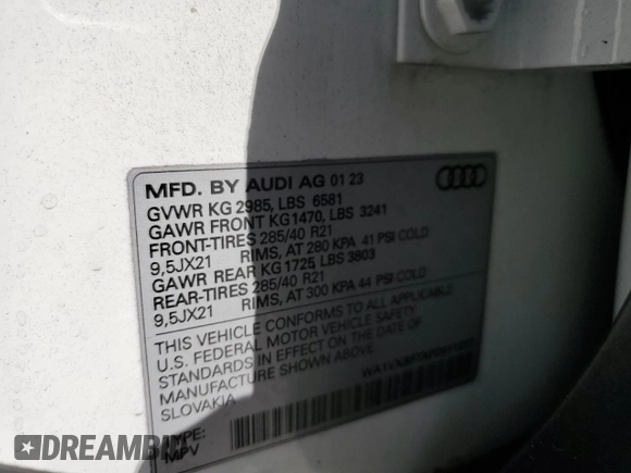 2023 Audi Q7 Prestige with VIN WA1VXBF7XPD011277, listed as a Copart auction lot 55964855 with 18,701 mi miles and Salvage title. Bid and sale history available at DreamBid. Image 15.