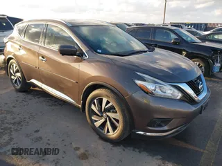 2015 Nissan Murano Platinum z VIN 5N1AZ2MG3FN288536, wystawiony jako IAAI lot #41174389 z przebiegiem 86 510 mil mil oraz . Historia ofert i sprzedaży dostępna na DreamBid. Obrazek 1.