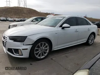 2019 Audi A4 Premium Plus with VIN WAUENAF43KA037058, listed as a Copart auction lot 50186415 with 34,189 mi miles and Salvage Title. Bid and sale history available at carsss.com. Image 1.
