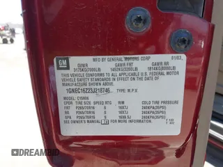2003 Chevrolet Suburban LT z VIN 1GNEC16Z23J218746, wystawiony jako IAAI lot #42528186 z przebiegiem 132 078 mil mil oraz . Historia ofert i sprzedaży dostępna na DreamBid. Obrazek 9.