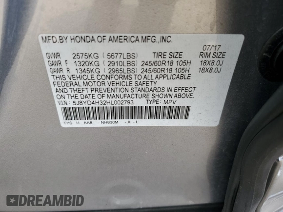 2017 Acura MDX z VIN 5J8YD4H32HL002793, wystawiony jako Copart lot #53915215 z przebiegiem 107 415 mil mil oraz Szkoda całkowita • Salvage title. Historia ofert i sprzedaży dostępna na DreamBid. Obrazek 13.