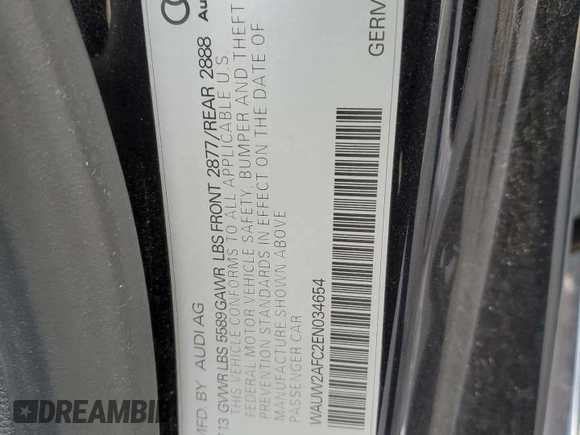 2014 Audi S7 Prestige with VIN WAUW2AFC2EN034654, listed as a Copart auction lot 76705853 with 90,513 mi miles and Salvage Title. Bid and sale history available at carsss.com. Image 12.