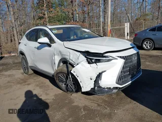 2025 Lexus NX with VIN JTJGGCEZ4S2023563, listed as a IAAI auction lot 41445692 with 210 mi miles. Bid and sale history available at carsss.com. Image 1.