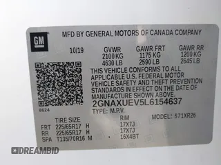 2020 Chevrolet Equinox LT with VIN 2GNAXUEV5L6154637, listed as a IAAI auction lot 41056532 with 78,380 mi miles. Bid and sale history available at carsss.com. Image 9.