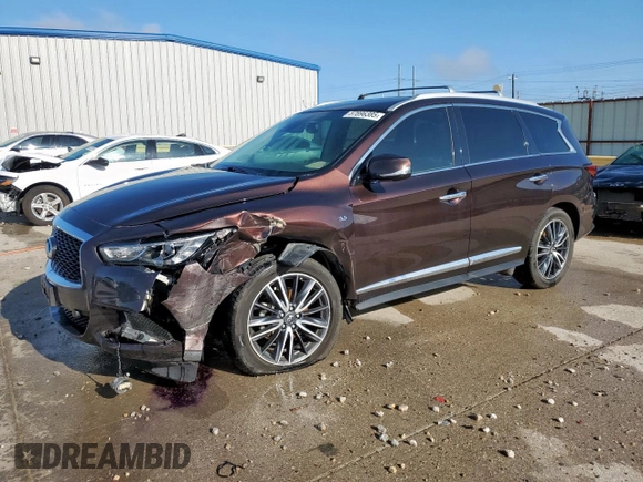 2019 Infiniti QX60 Pure with VIN 5N1DL0MN0KC504592, listed as a Copart auction lot 57896385 with 99,185 mi miles and Salvage title. Bid and sale history available at DreamBid. Image 1.