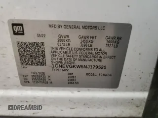 2022 Chevrolet Traverse LT Cloth with VIN 1GNEVGKW5NJ179520, listed as a Copart auction lot 81577213 with 32,859 mi miles. Bid and sale history available at carsss.com. Image 13.
