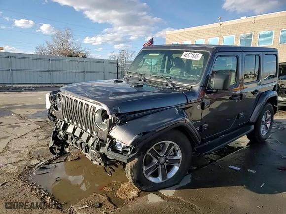 2020 Jeep Wrangler Unlimited Sahara with VIN 1C4HJXEM6LW248758, listed as a Copart auction lot 46671845 with 40,928 mi miles and Salvage Title. Bid and sale history available at carsss.com. Image 14.
