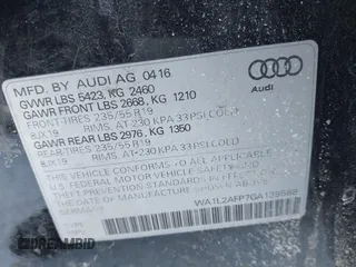 2016 Audi Q5 Premium Plus with VIN WA1L2AFP7GA139588, listed as a IAAI auction lot 41340630 with 115,655 mi miles. Bid and sale history available at carsss.com. Image 9.
