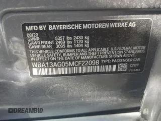 2021 BMW 5 Series 530e with VIN WBA13AG05MCF22098, listed as a Copart auction lot 55460105 with Not Provided miles and Clean Title. Bid and sale history available at carsss.com. Image 13.