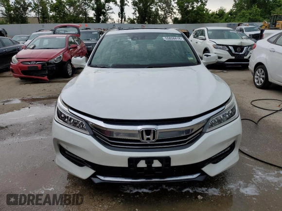 2017 Honda Accord Touring with VIN 1HGCR3F91HA009968, listed as a Copart auction lot 55858414 with 133,083 mi miles and Salvage title. Bid and sale history available at DreamBid. Image 5.