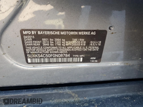 2015 BMW X5 xDrive35d z VIN 5UXKS4C50F0N08784, wystawiony jako Copart lot #57348185 z przebiegiem 168 452 mil mil oraz Szkoda całkowita • Salvage title. Historia ofert i sprzedaży dostępna na DreamBid. Obrazek 13.