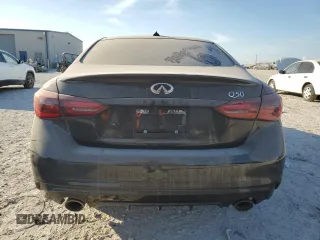 2021 Infiniti Q50 Red Sport 400 with VIN JN1FV7DP0MM850191, listed as a Copart auction lot 76396894 with 52,351 mi miles and Clean Title. Bid and sale history available at DreamBid. Image 6.