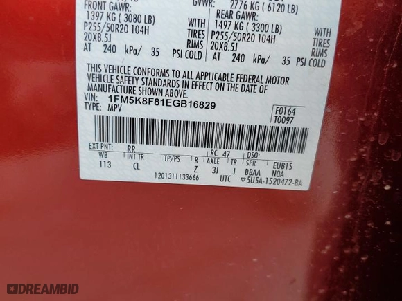 2014 Ford Explorer Limited with VIN 1FM5K8F81EGB16829, listed as a Copart auction lot 49921125 with 85,597 mi miles and Salvage Title. Bid and sale history available at carsss.com. Image 14.