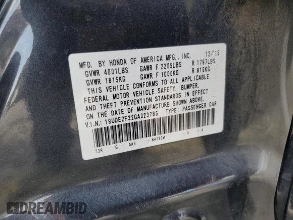 2016 Acura ILX with VIN 19UDE2F32GA023785, listed as a Copart auction lot 55965835 with 134,568 mi miles and Salvage title. Bid and sale history available at DreamBid. Image 12.