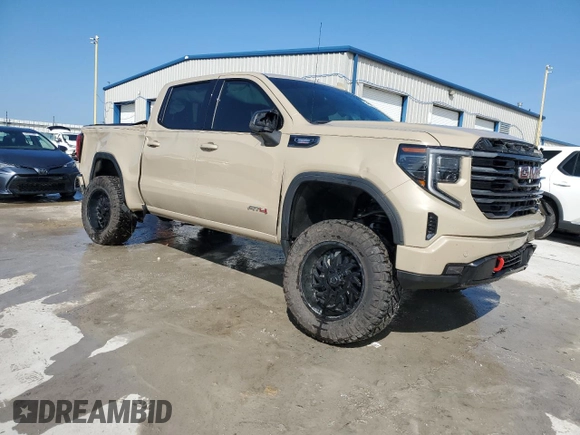 2023 GMC Sierra 1500 AT4 with VIN 1GTUUEE89PZ218574, listed as a Copart auction lot 55883305 with 34,239 mi miles and Salvage title. Bid and sale history available at DreamBid. Image 4.