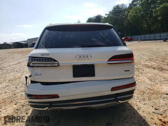 2021 Audi Q7 Premium Plus with VIN WA1LJAF72MD034440, listed as a Copart auction lot 58164365 with Not provided miles and Salvage title. Bid and sale history available at DreamBid. Image 6.