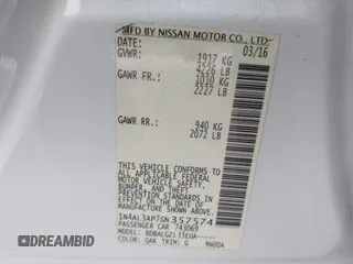 2016 Nissan Altima S with VIN 1N4AL3AP7GN357574, listed as a IAAI auction lot 41282646 with 166,605 mi miles and . Bid and sale history available at DreamBid. Image 9.