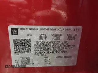 2020 Chevrolet Equinox LT with VIN 3GNAXLEX8LS587222, listed as a Copart auction lot 46708645 with 50,818 mi miles and Salvage Title. Bid and sale history available at carsss.com. Image 13.