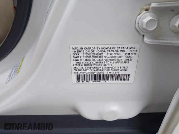 2013 Acura MDX Advance with VIN 2HNYD2H89DH520819, listed as a IAAI auction lot 41407422 with 100,491 mi miles and . Bid and sale history available at DreamBid. Image 9.