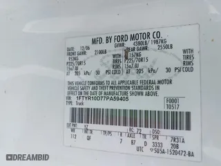 2007 Ford Ranger XL with VIN 1FTYR10D77PA59405, listed as a IAAI auction lot 41495800 with 125,849 mi miles. Bid and sale history available at carsss.com. Image 9.