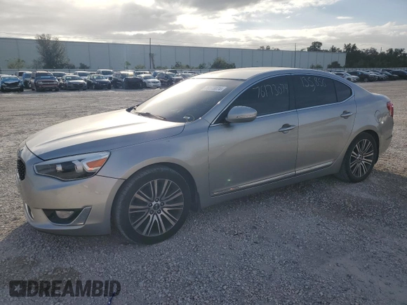 2014 Kia Cadenza Premium with VIN KNALN4D70E5129232, listed as a Copart auction lot 76173074 with 135,856 mi miles and Salvage Title. Bid and sale history available at carsss.com. Image 1.