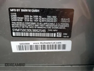 2020 BMW X3 M Competition z VIN 5YMTS0C00L9B62546, wystawiony jako Copart lot #75320463 z przebiegiem 28 111 mil mil oraz . Historia ofert i sprzedaży dostępna na DreamBid. Obrazek 12.