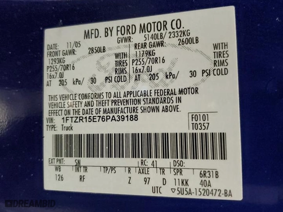 2006 Ford Ranger XL with VIN 1FTZR15E76PA39188, listed as a Copart auction lot 83397394 with 100,943 mi miles and Clean Title. Bid and sale history available at carsss.com. Image 12.