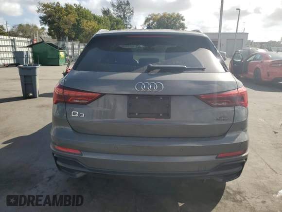 2020 Audi Q3 S line Premium with VIN WA1DECF37L1052630, listed as a Copart auction lot 45125555 with 57,910 mi miles and Non Repairable. Bid and sale history available at carsss.com. Image 6.