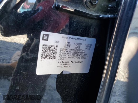 2020 Chevrolet Malibu LS with VIN 1G1ZB5STXLF150679, listed as a Copart auction lot 41786285 with 154,229 mi miles and Salvage Title. Bid and sale history available at DreamBid. Image 14.
