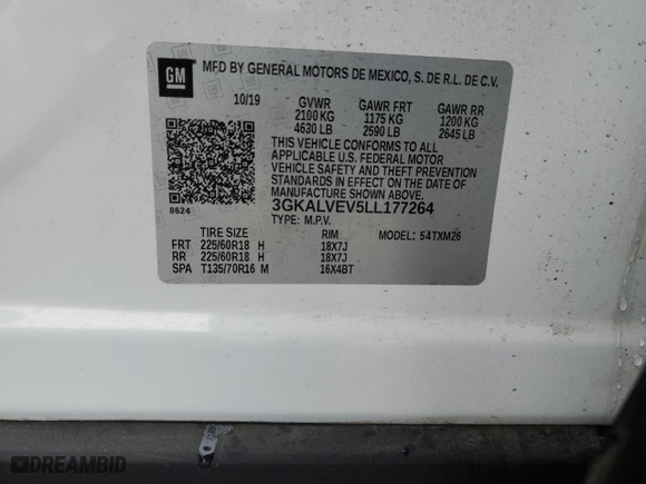2020 GMC Terrain SLT with VIN 3GKALVEV5LL177264, listed as a Copart auction lot 45178845 with 83,703 mi miles and Salvage Title. Bid and sale history available at carsss.com. Image 15.