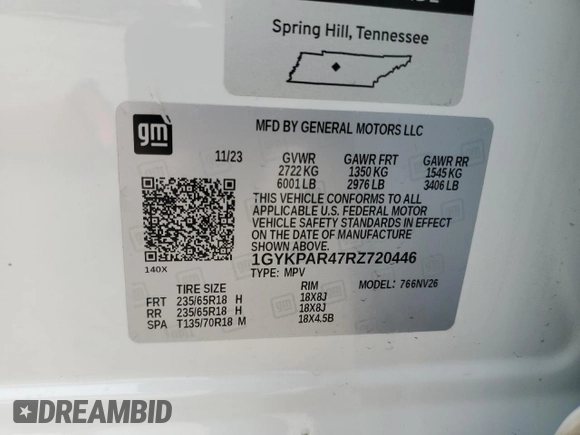 2024 Cadillac XT6 FWD Luxury with VIN 1GYKPAR47RZ720446, listed as a Copart auction lot 51762695 with 10,728 mi miles and Salvage Title. Bid and sale history available at carsss.com. Image 13.