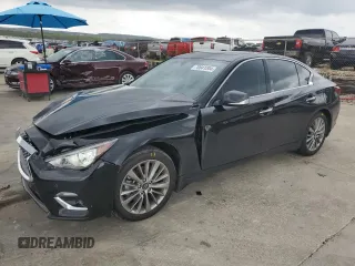 2024 Infiniti Q50 Luxe with VIN JN1EV7BP0RM601718, listed as a Copart auction lot 70841204 with 1,218 mi miles and Salvage title. Bid and sale history available at DreamBid. Image 1.