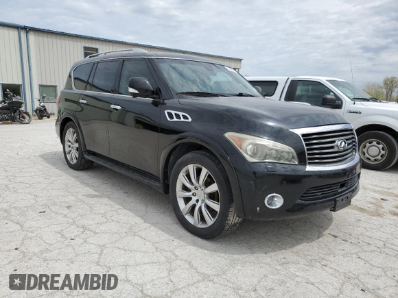 2011 Infiniti QX56 7-passenger with VIN JN8AZ2NE8B9005573, listed as a Copart auction lot 53086155 with 166,571 mi miles and Clean Title. Bid and sale history available at carsss.com. Image 4.
