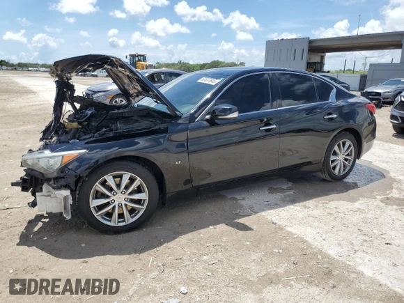 2014 Infiniti Q50 Premium with VIN JN1BV7AP1EM688303, listed as a Copart auction lot 60637845 with 160,017 mi miles and Salvage title. Bid and sale history available at DreamBid. Image 1.