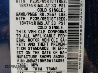 2009 Nissan Murano SL with VIN JN8AZ18W59W134056, listed as a Copart auction lot 66243024 with 129,427 mi miles and Salvage Title. Bid and sale history available at carsss.com. Image 16.