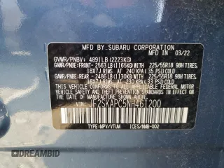 2022 Subaru Forester Limited with VIN JF2SKAPC5NH461200, listed as a Copart auction lot 48054935 with 12,037 mi miles and Salvage Title. Bid and sale history available at carsss.com. Image 12.