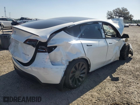2024 Tesla Model Y Performance with VIN 7SAYGDEF4RF064210, listed as a Copart auction lot 52498805 with 14,318 mi miles and Non Repairable. Bid and sale history available at DreamBid. Image 3.