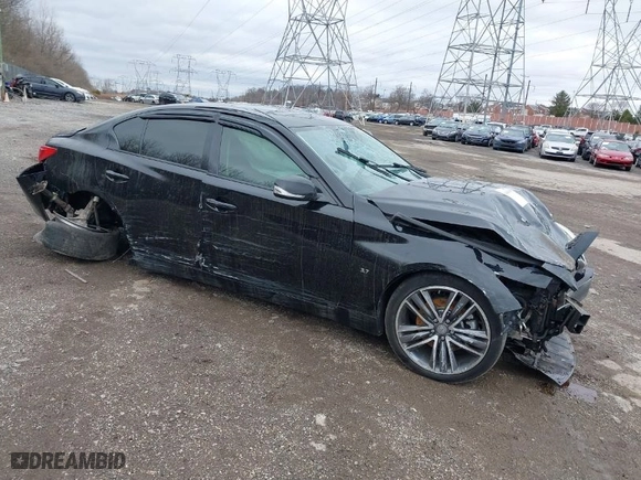2015 Infiniti Q50 Premium with VIN JN1BV7AR4FM406299, listed as a IAAI auction lot 41801198 with 108,565 mi miles. Bid and sale history available at carsss.com. Image 1.