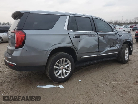 2022 GMC Yukon SLT with VIN 1GKS1BKD7NR330453, listed as a Copart auction lot 41437315 with 34,811 mi miles and Salvage Title. Bid and sale history available at carsss.com. Image 3.