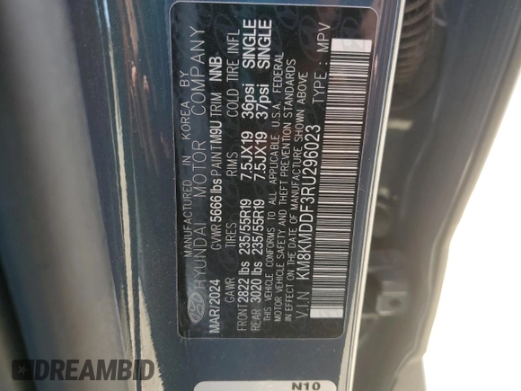 2024 Hyundai Ioniq 5 SE z VIN KM8KMDDF3RU296023, wystawiony jako Copart lot #53739965 z przebiegiem 5 145 mil mil oraz Szkoda całkowita • Salvage title. Historia ofert i sprzedaży dostępna na DreamBid. Obrazek 14.