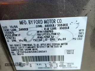 2005 Ford F-150 STX with VIN 1FTRF04W55KC00341, listed as a Copart auction lot 62238345 with 125,624 mi miles and Clean title. Bid and sale history available at DreamBid. Image 12.