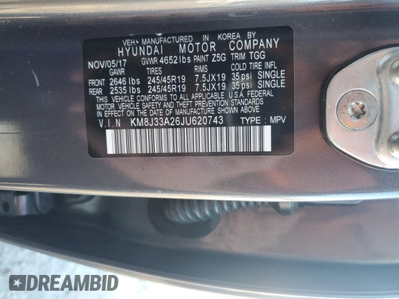 2018 Hyundai Tucson Value with VIN KM8J33A26JU620743, listed as a Copart auction lot 85542644 with 117,449 mi miles and Salvage Title. Bid and sale history available at carsss.com. Image 14.