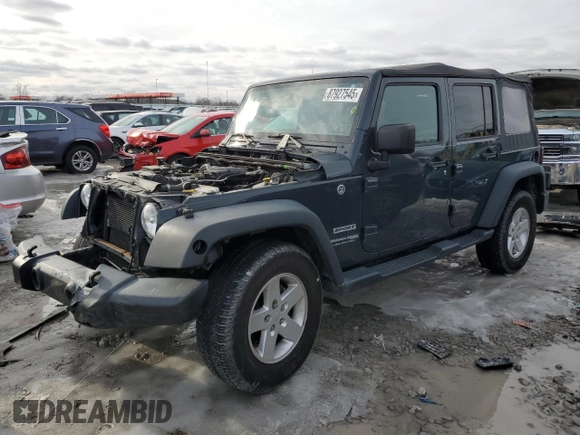 2018 Jeep Wrangler JK Unlimited Sport with VIN 1C4BJWDG1JL808941, listed as a Copart auction lot 87927545 with 239,963 mi miles and Salvage Title. Bid and sale history available at carsss.com. Image 1.